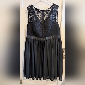 Torrid Lace Top Black Midi Dress With Georgette Skirt